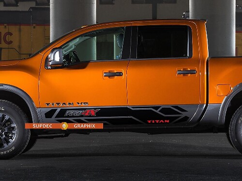 Coppia di kit di decalcomanie per adesivi in ​​vinile lato letto Pro 4X Titan per Nissan Titan 2015-2020
