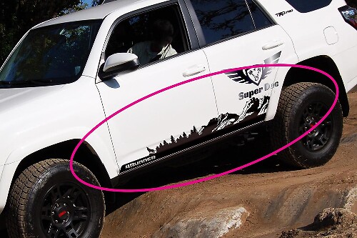Adesivo in vinile laterale con montagne, alberi e lupo per Toyota 4Runner