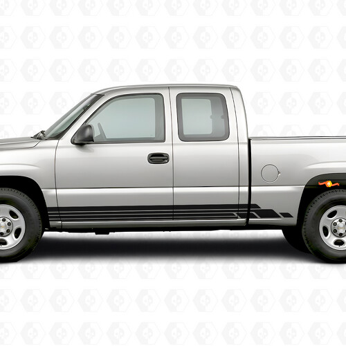 Strisce Viniliche Sovrapposte con Effetto Lampo per Portiere e Minigonne per Chevrolet Silverado 1500 GMT800 1999-2007