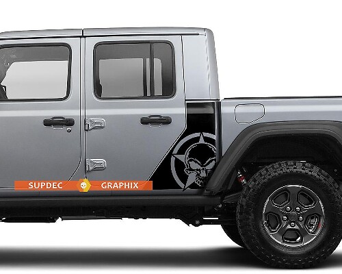 Jeep Gladiator Side Flag Skull Star decalcomania Adesivo in vinile Factory Style Body Vinyl Graphic Stripes Kit 2018-2021
