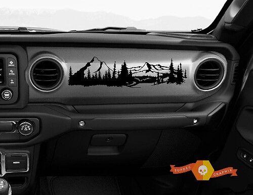 Adesivo in Vinile per Cruscotto Foresta di Montagna per Jeep Gladiator JT