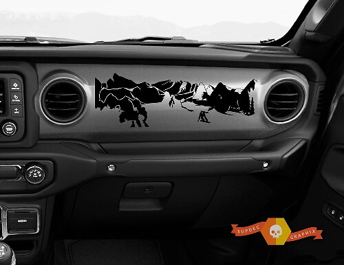 Jeep JT Rubicon Gladiator Cruscotto JLJLUJT Snowboarder Mountain Scene Vinile Adesivo Decalcomania
