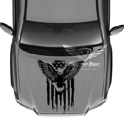 Adesivo in vinile usurato con bandiera americana Bald Eagle per cofano Toyota Tacoma Tundra