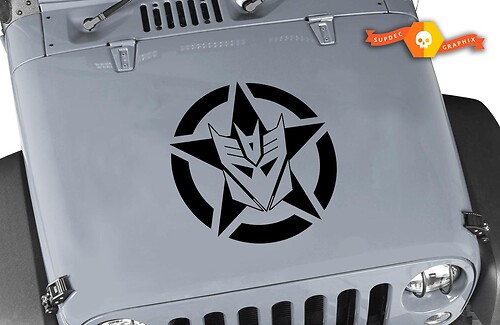 Jeep Wrangler Decepticon Oscar Mike Military Star Vinile Cappuccio Adesivo Decalcomania 22