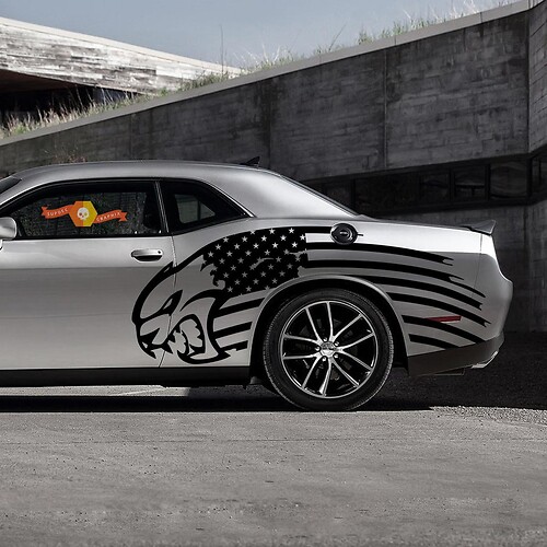 Adesivo in vinile Laterale con Bandiera USA Hellcat per Dodge Challenger