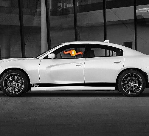 Adesivi decalcomania grafica 2 strisce GT per minigonna laterale Dodge Charger Daytona