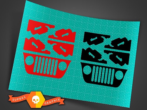 Set di adesivi in vinile per parabrezza con griglia Rock Climber per Jeep Wrangler prima del 2011