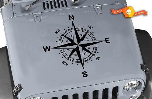 Adesivo in Vinile Rosa dei Venti per Cofano Jeep Wrangler