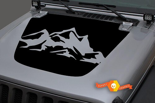 Jeep Gladiator JT Wrangler JL JLU Hood Mountains Adesivo decalcomania in vinile Kit grafico per 2018-2021
