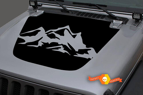 Jeep Gladiator JT Wrangler JL JLU Hood Mountains Adesivo decalcomania in vinile Kit grafico per 2018-2021
