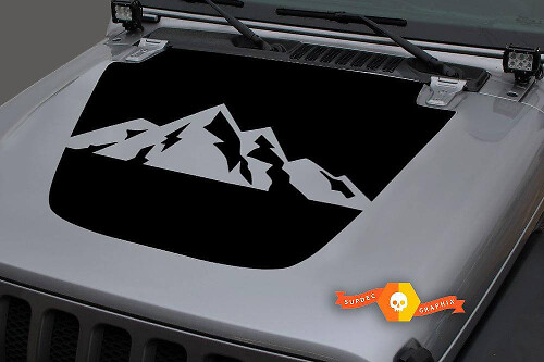 Adesivo in vinile Blackout per cofano Mountains per Jeep Gladiator e Wrangler