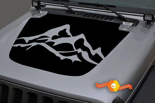 Adesivo in Vinile Mountains Hood Decal Grafica 2 per Jeep Gladiator JT Wrangler JL JLU
