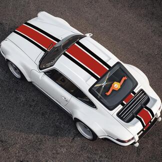 Porsche 911 bicolore classico cofano centrale tetto posteriore strisce adesivo decalcomania
