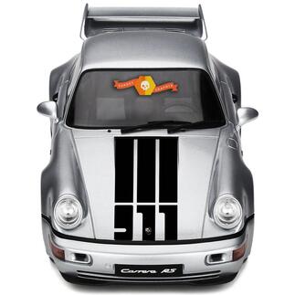 Porsche 911 Cofano Centrale 3 Strisce e 911 Logo Decal Sticker
