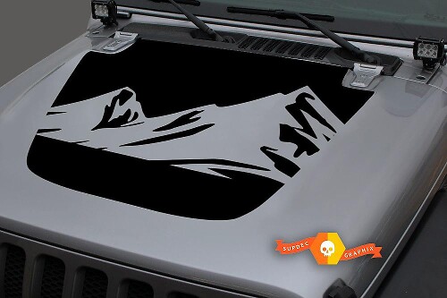 Jeep 2018-2021 Gladiator JT Wrangler JL JLU Hood Mountain Unique Vinyl decal Sticker Graphics
