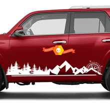 Side Trees Mountains and Compass Rocker side travel Vinyl Sticker Decal adatto per Toyota 4Runner 2013 - 2020 TRD Quinta generazione
 2