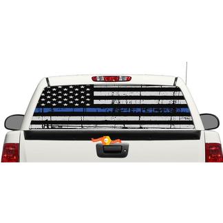 Sottile linea blu bandiera grafica lunotto posteriore o portellone adesivo adesivo pick-up camion SUV auto
