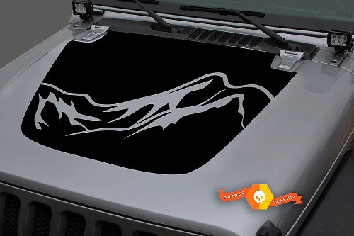 Jeep Gladiator JT Wrangler JL JLU Hood Mountains Decalcomania in vinile Grafica per adesivi per il periodo 2018-2021
