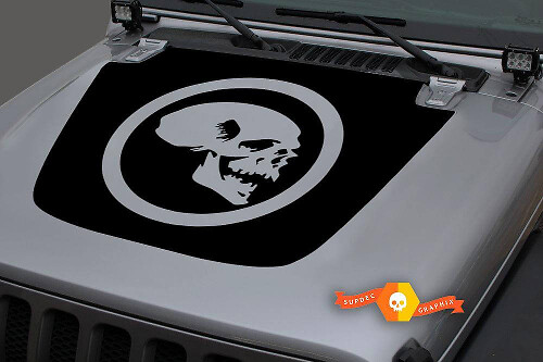 Adesivo in Vinile Teschio nel Cerchio per Cofano per Jeep Gladiator e Wrangler