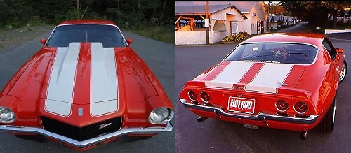 Kit adesivi in vinile strisce doppie per cofano e bagagliaio per Chevrolet Camaro Z28 1970-73