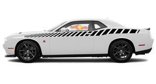 2X Pettine striscia Dodge Challenger R / T Decalcomanie pannello bilanciere Grafica in vinile a strisce
