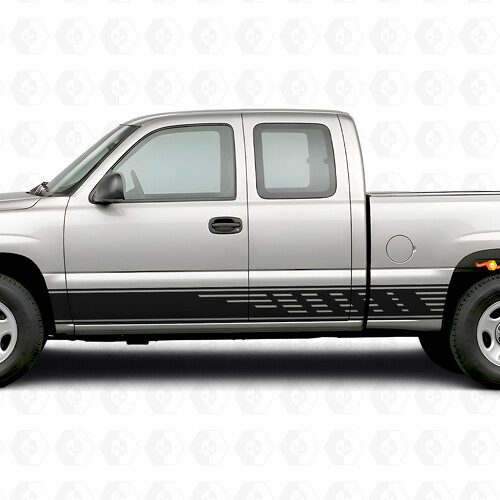 Strisce in Vinile a Fasce Sfalsate per Portiere e Minigonne per Chevrolet Silverado 1500 GMT800 1999-2007