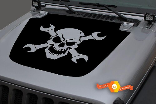 Adesivo in Vinile Teschio e Chiavi Incrociate per Cofano Jeep Wrangler Gladiator