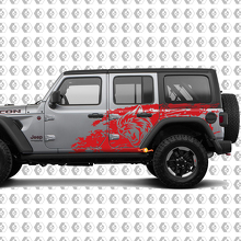 Adesivo in Vinile Stile Wild Hell Cat Splash Grunge per Fiancata Jeep Wrangler Unlimited 3