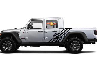 Jeep Gladiator 2020 JT Adesivo per decalcomanie grafiche in vinile a strisce con barra a stella grande per entrambi i lati
