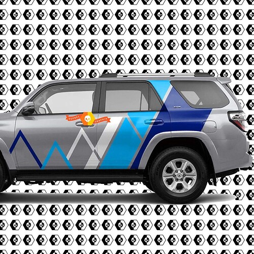 Toyota 4Runner Mountains Lines and Stripes Vintage Retro Decal Blue Colors Sticker Graphic Side Bed Bedside Body Kit per 4Runner 2013 - ora
