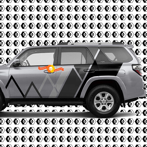 Toyota 4Runner Mountains Lines and Stripes Vintage Retro Decal Grey Shadows Color Sticker Graphic Side Bed Bedside Body Kit per 4Runner 2013 - ora
