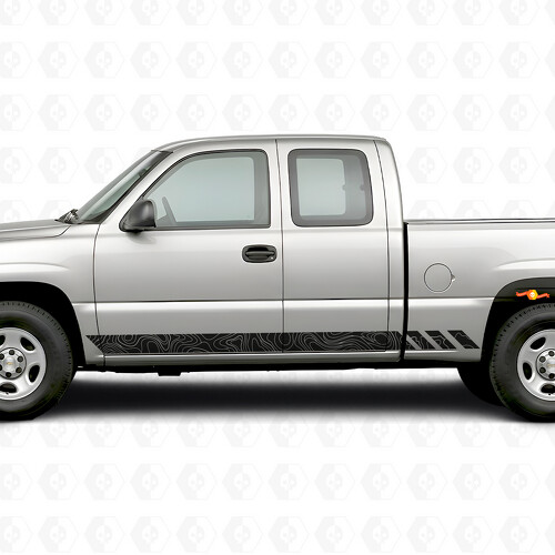 Strisce in Vinile Topografiche per Portiera e Battitacco per Chevrolet Silverado 1500 GMT800 1999-2007