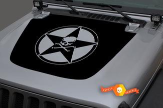 Jeep 2018-2021 Gladiator Wrangler JL JLU JT Cappuccio guerra stella teschio segno nero Decalcomania in vinile Adesivo grafico

