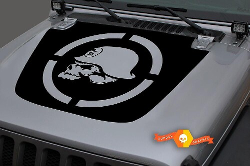 Adesivo in vinile Militay Skull Blackout per Jeep Wrangler e Gladiator
