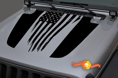 Adesivo in vinile con bandiera americana invecchiata per cofano Jeep Wrangler JL JLU e Gladiator JT