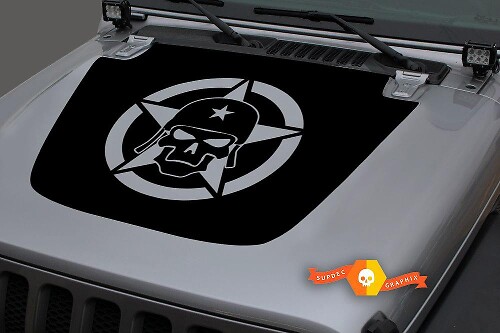 Adesivo in Vinile Teschio Stellato Militare per Cofano Jeep Wrangler e Gladiator