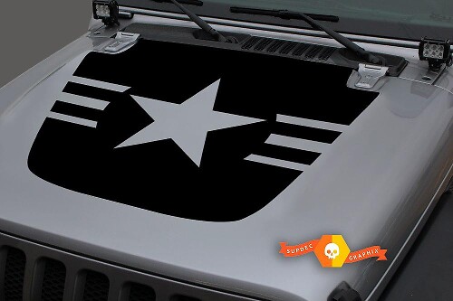 Adesivo in vinile Military Star per cofano Jeep Gladiator JT Wrangler JL JLU