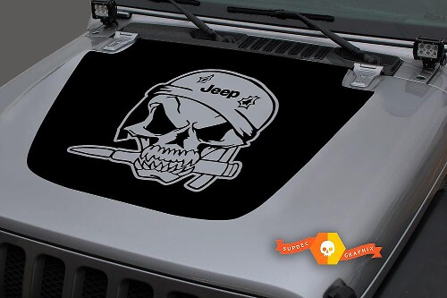 Adesivo Vinile War Skull per Cofano Jeep Wrangler JL JLU Gladiator JT