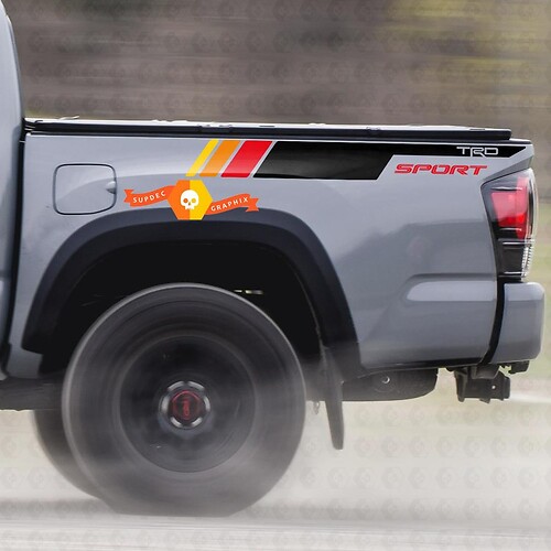 Coppia TRD Sport PRO Off Road Vintage strisce per Tacoma Adesivi laterali in vinile Decal adatta per Toyota Tacoma 2005-2020 Nuovo
