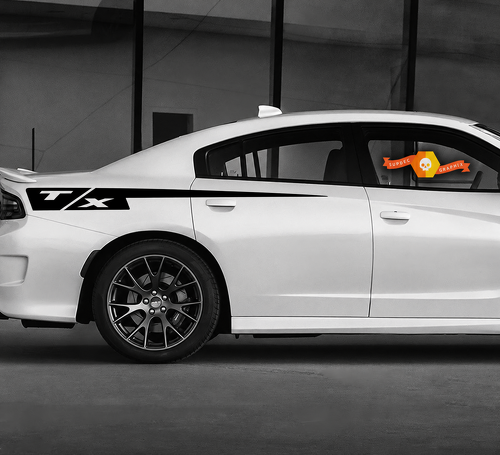 T/X Straight Quarter Stripe Kit Parafango posteriore Adesivo in vinile per Dodge Charger 2015-2020