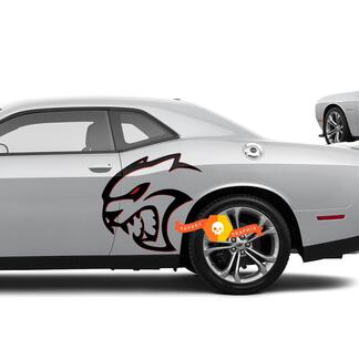 Adesivi per decalcomanie laterali Hellcat Red Eye a due colori per Dodge Challenger Redeye o Charger
