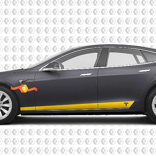 2 Custom TESLA modello S lato Rocker Panel body Vinyl Sticker Decal Logo Graphic
