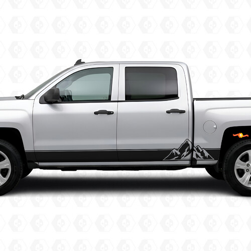 Strisce Viniliche a Strati Peaks per Porte e Sottominigonne per Chevrolet Silverado 1500 K2XX 2014-2019_1