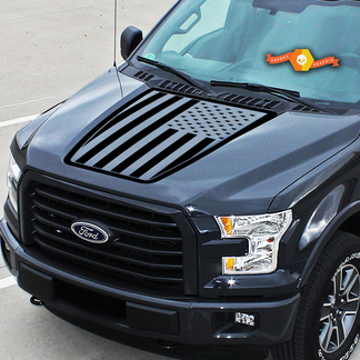 Hood Ford F-150 USA Flag Center Grafica Decalcomanie in vinile Adesivi per camion 2015-2020
