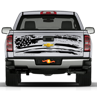 2007-2018 Chevy Silverado Splatter Silverado USA Flag Stripes Portellone Decalcomanie grafiche in vinile
