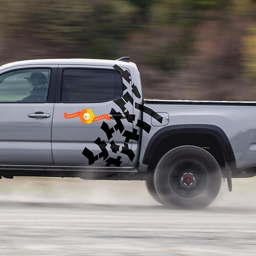 Adesivo in vinile laterale con tracce di pneumatici per Toyota Tacoma