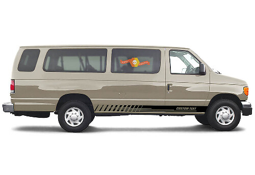 2x lato Ford E-Series Chassis Vinyl Stripes decalcomania del corpo adesivo grafico in vinile stile di testo personalizzato 1
