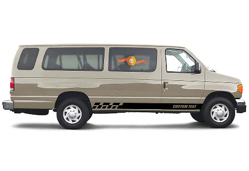 Strisce Laterali in Vinile Adesivi Decalcomanie Corpo Testo Personalizzato Stile 4 Set da 2 per Ford E-Series