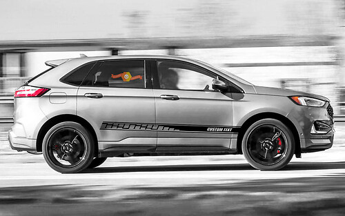 Strisce Forate con Testo Personalizzato Set di Adesivi Laterali in Vinile per Musclecar Edge