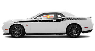 2008 & Up Dodge Challenger Full Length Style Bodyline Strobe Racing Stripe Kit 3
